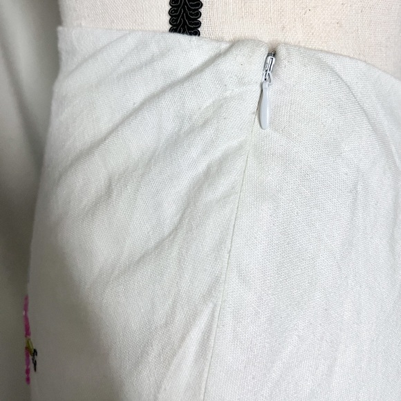 Willi Smith White Embroidered Linen Midi Skirt Size 8 - Picture 4 of 6